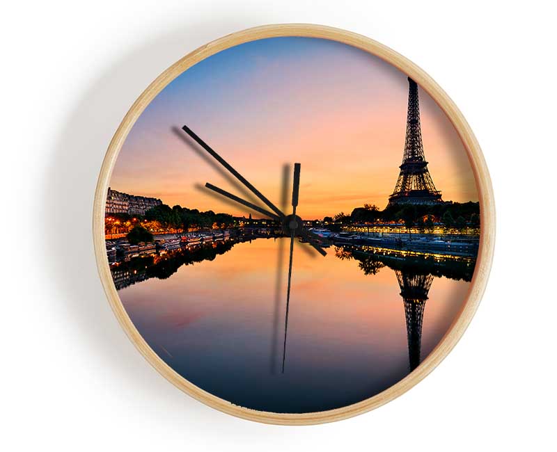 Eiffel Tower Over The River Seine 3 Clock - Wallart-Direct UK