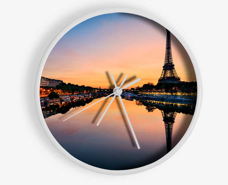 Eiffel Tower Over The River Seine 3 Clock - Wallart-Direct UK