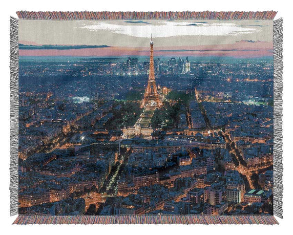 Eiffel Tower Night Light Woven Blanket