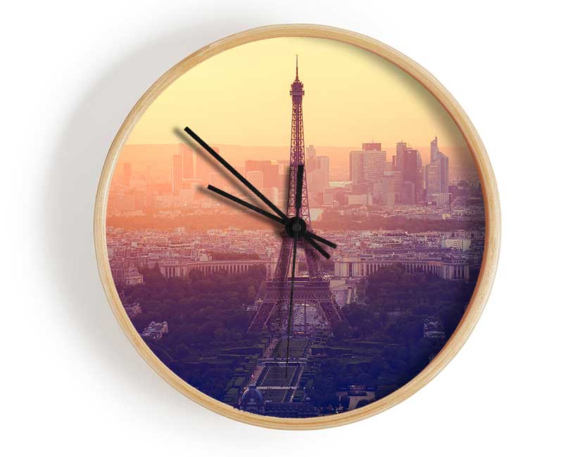 Eiffel Tower Over The Cit Clock - Wallart-Direct UK