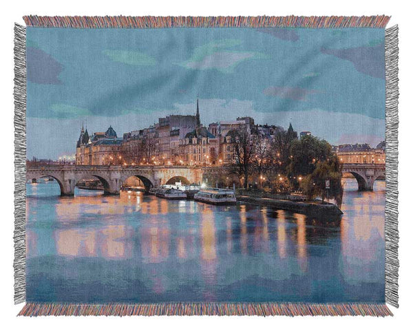 River Seine At Twilight 2 Woven Blanket