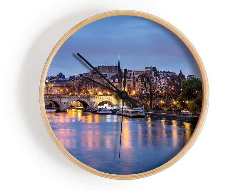 River Seine At Twilight 2 Clock - Wallart-Direct UK