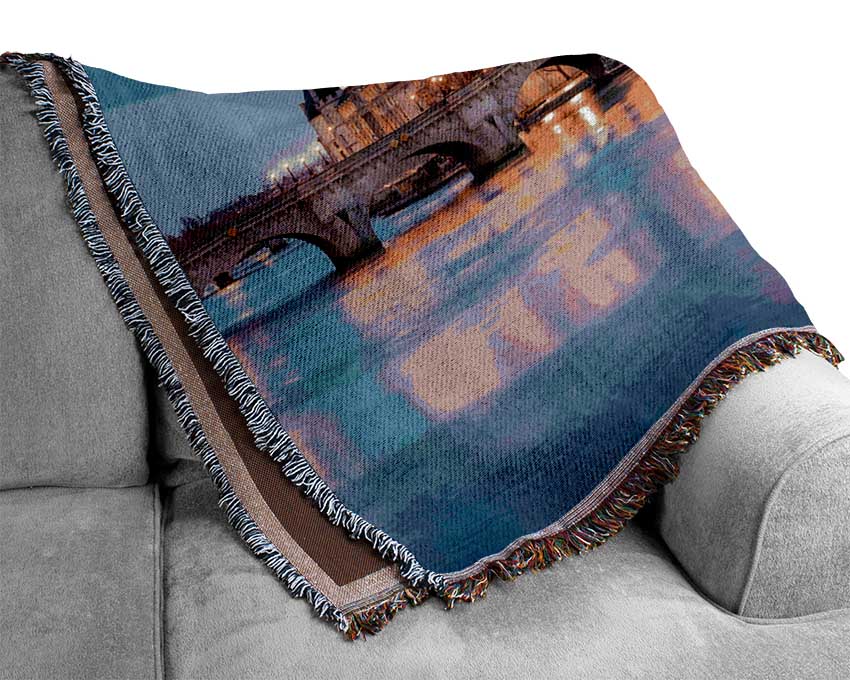 River Seine At Twilight 2 Woven Blanket