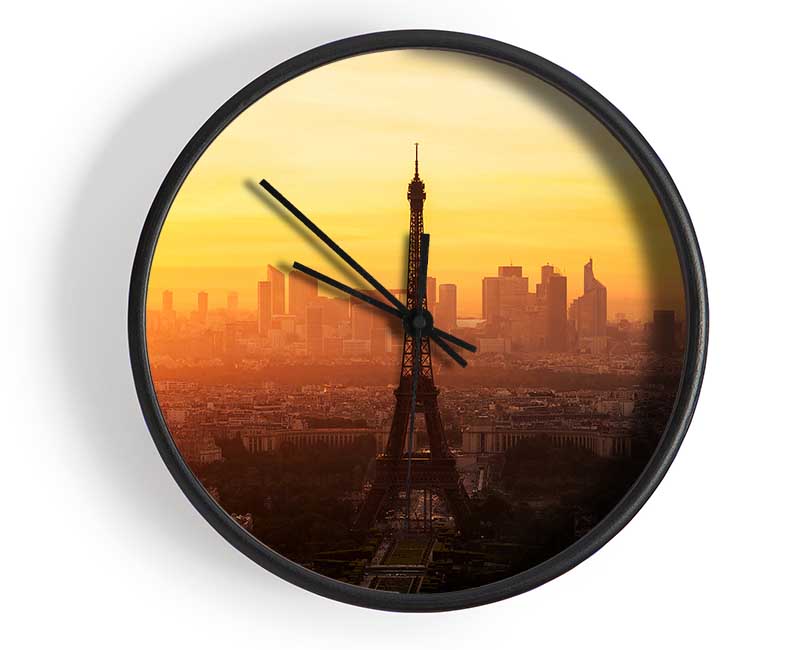 Eiffel Tower Sunset Skies Clock - Wallart-Direct UK