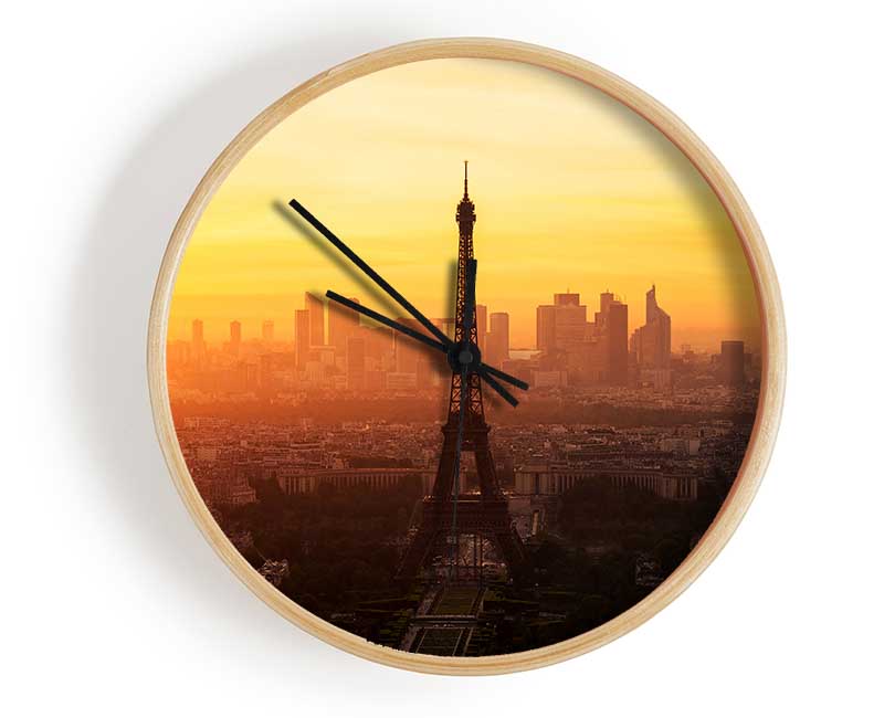 Eiffel Tower Sunset Skies Clock - Wallart-Direct UK