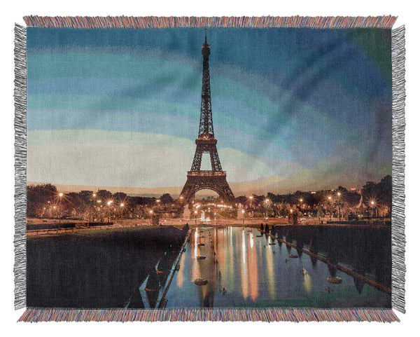 Eiffel Tower Night Lights 2 Woven Blanket