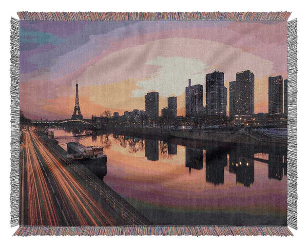 Eiffel Tower Over The River Seine 2 Woven Blanket