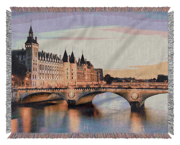 River Seine At Twilight 1 Woven Blanket