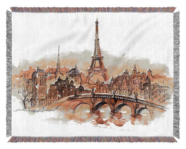 Eiffel Tower Over The City 2 Woven Blanket