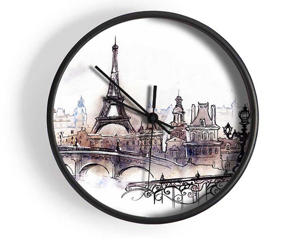 Eiffel Tower Over The City 4 Clock - Wallart-Direct UK