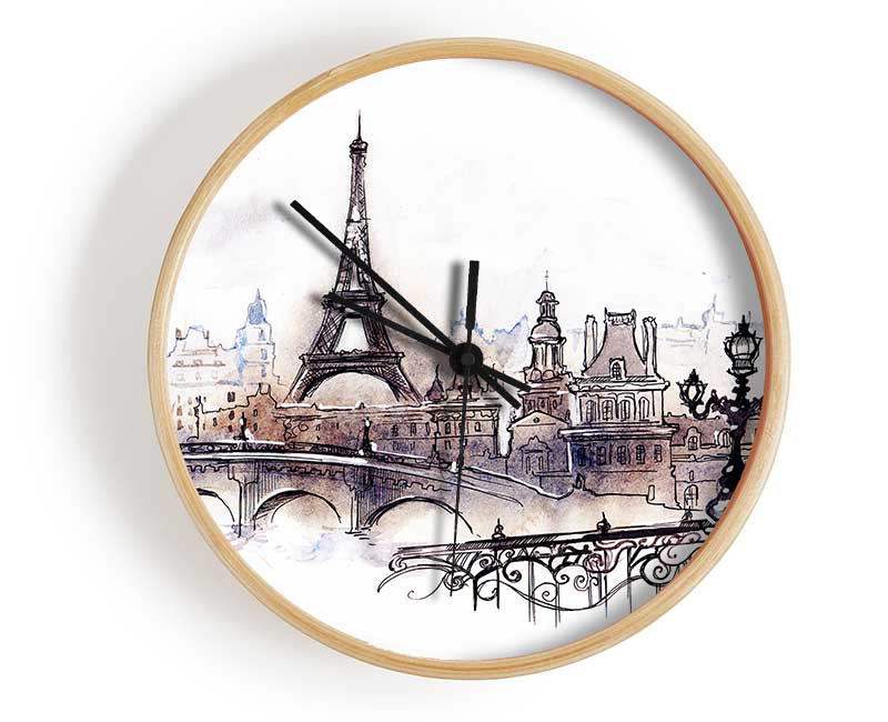 Eiffel Tower Over The City 4 Clock - Wallart-Direct UK