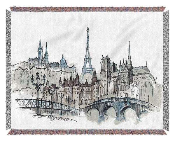 Eiffel Tower Over The City 3 Woven Blanket