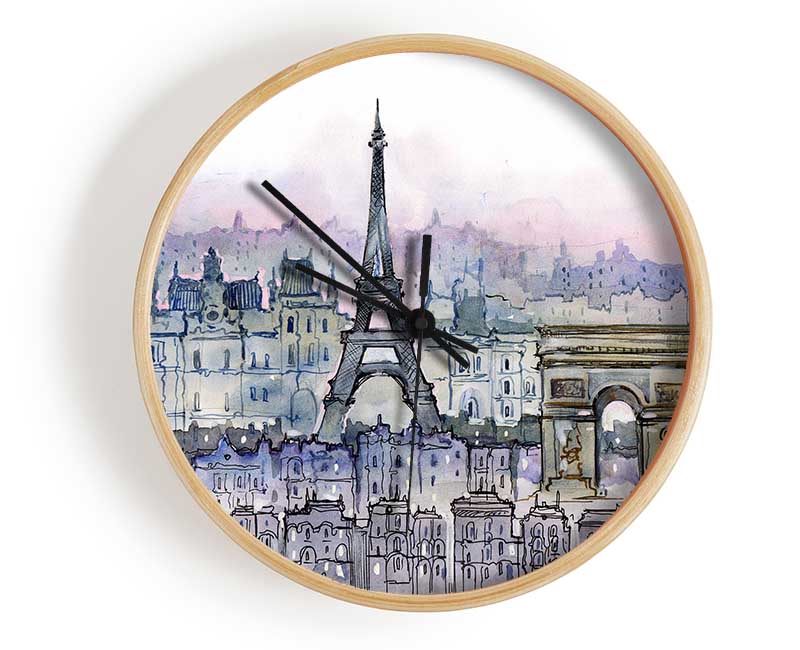 Eiffel Tower Over The City 6 Clock - Wallart-Direct UK