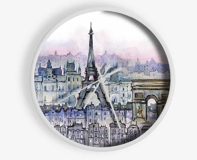 Eiffel Tower Over The City 6 Clock - Wallart-Direct UK