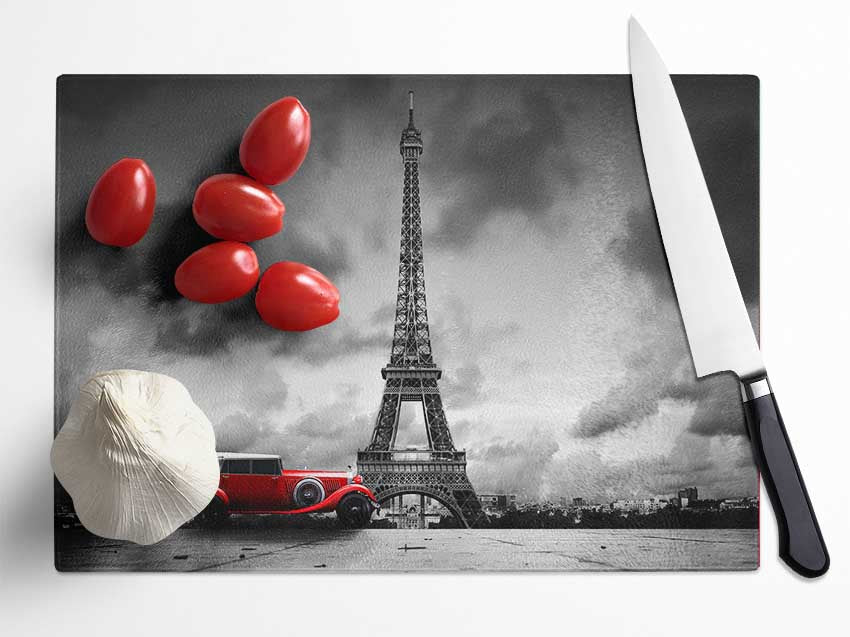 Eiffel Tower Red Classic Glass Chopping Board