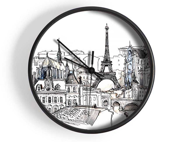 Eiffel Tower Over The City 7 Clock - Wallart-Direct UK