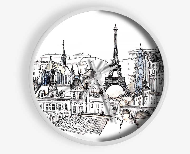 Eiffel Tower Over The City 7 Clock - Wallart-Direct UK