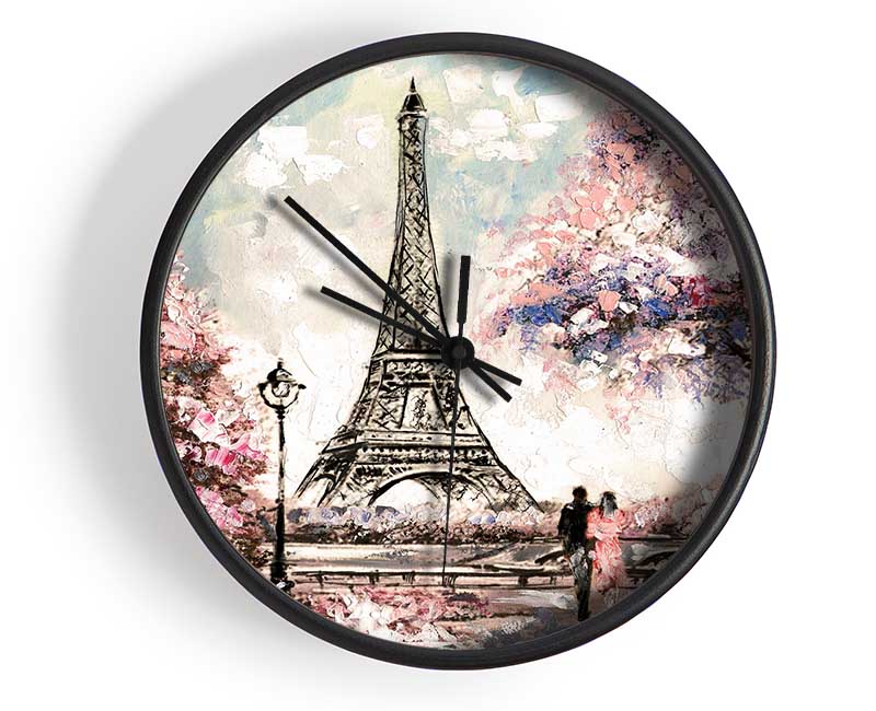 Eiffel Tower Pink Tree Clock - Wallart-Direct UK