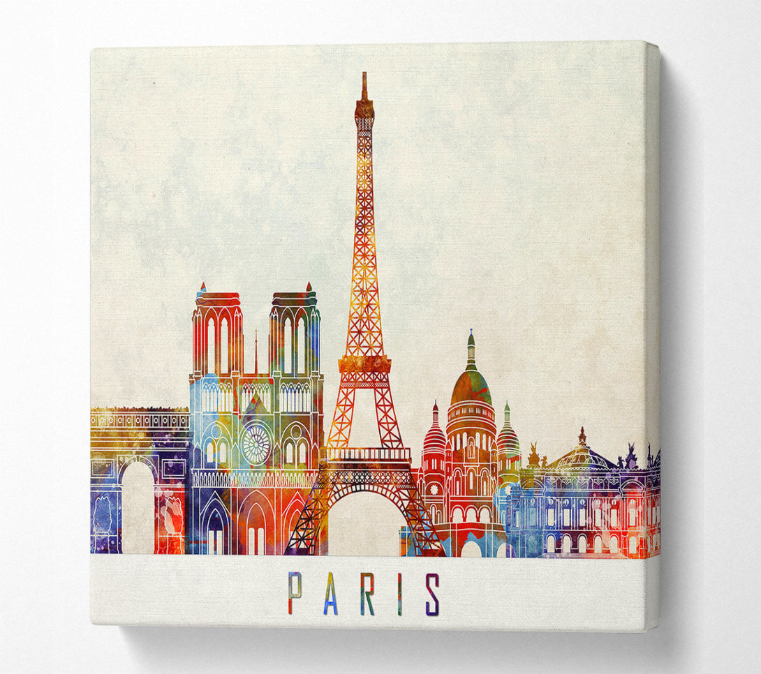 A Square Canvas Print Showing Eiffel Tower France 13 Square Wall Art