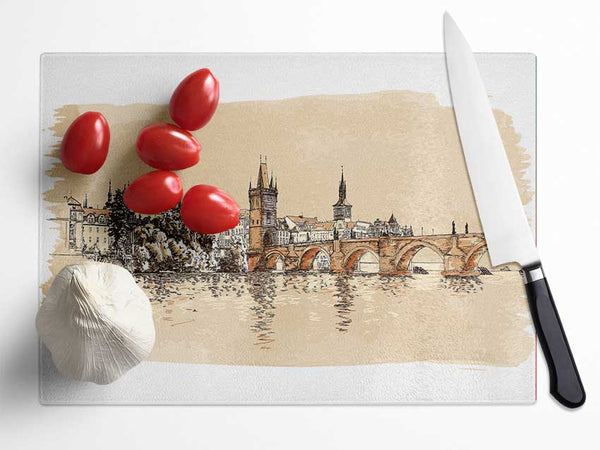 Charles Bridge Watercolour Glass Chopping Board