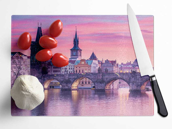 Stunning Charles Bridge Pink Glass Chopping Board