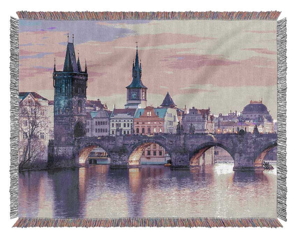 Stunning Charles Bridge Pink Woven Blanket