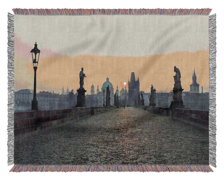 Charles Bridge Sunset Woven Blanket