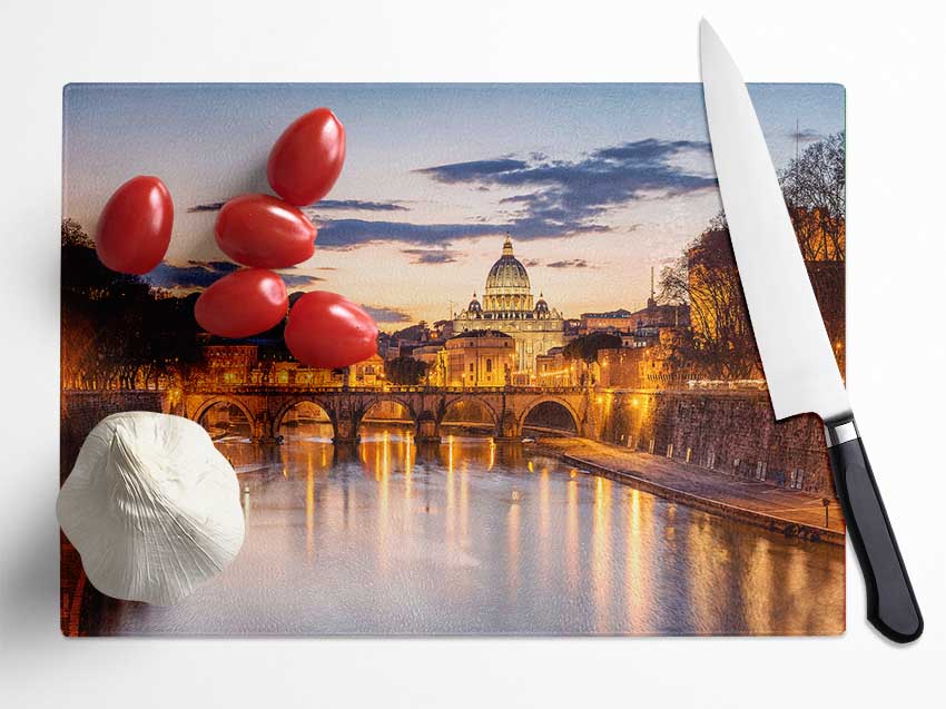 Charles Bridge Beautiful Golden Glass Chopping Board