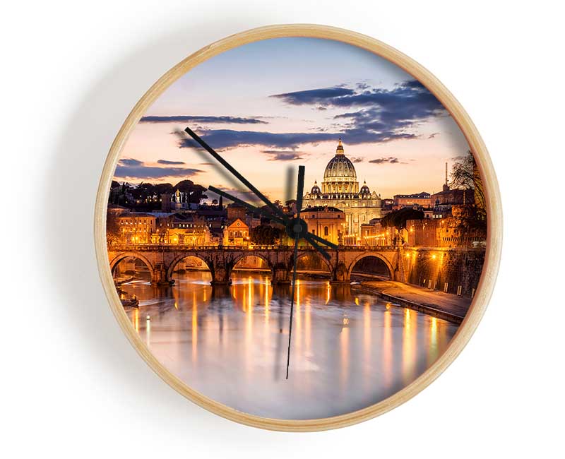 Charles Bridge Beautiful Golden Clock - Wallart-Direct UK