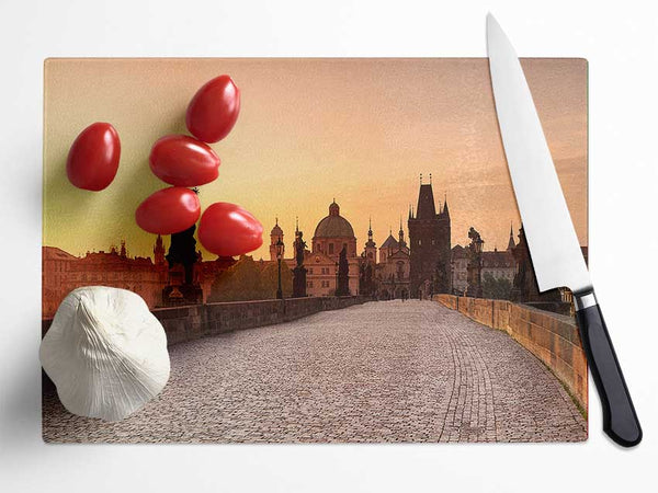 Charles Bridge Morning Glow Glass Chopping Board