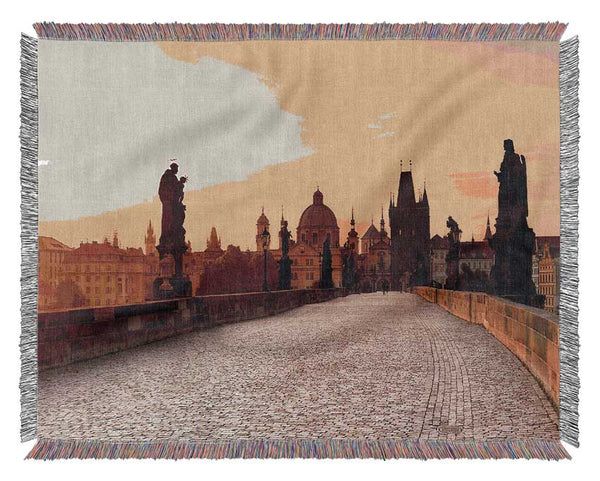 Charles Bridge Morning Glow Woven Blanket