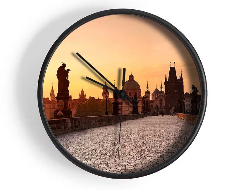 Charles Bridge Morning Glow Clock - Wallart-Direct UK