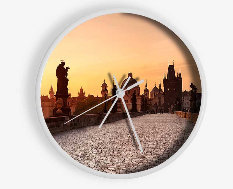 Charles Bridge Morning Glow Clock - Wallart-Direct UK