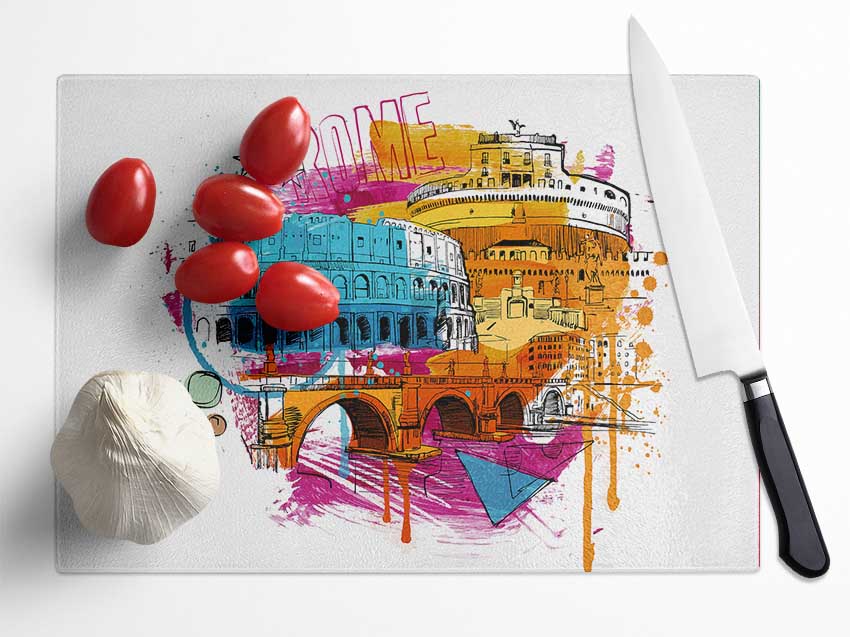 Rainbow City 1 Glass Chopping Board