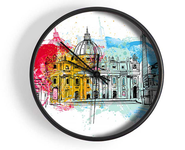 St Peters Bacilica Splash Clock - Wallart-Direct UK