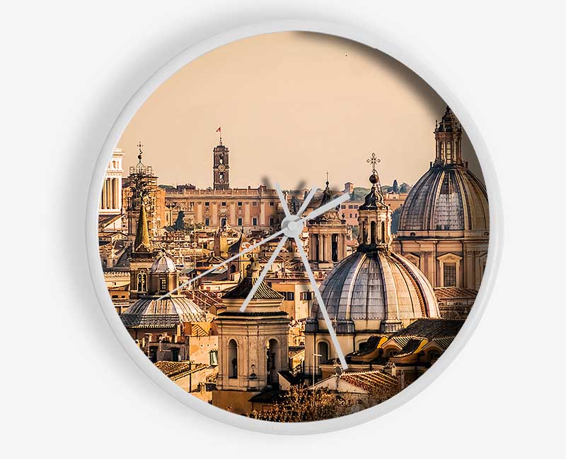 Ancient Buildings At Sunset Clock - Wallart-Direct UK