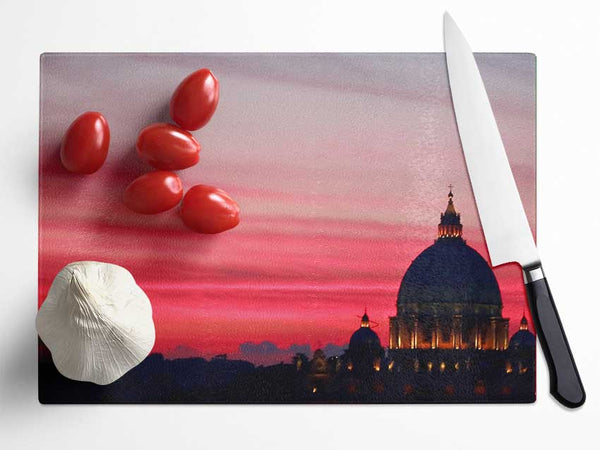 St Peters Basilica Pink Glass Chopping Board