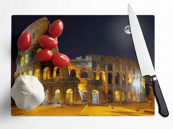 Colosseum Moonlit Night Glass Chopping Board