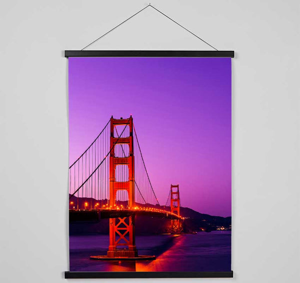 Golden Gate Bridge Pink Sky Glow Hanging Poster - Wallart-Direct UK