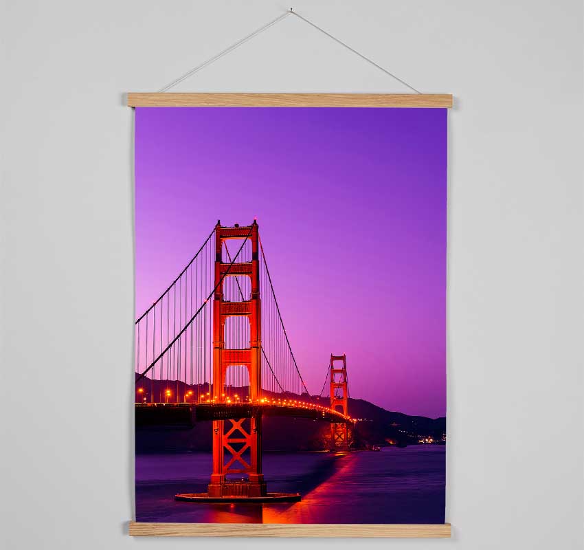 Golden Gate Bridge Pink Sky Glow Hanging Poster - Wallart-Direct UK