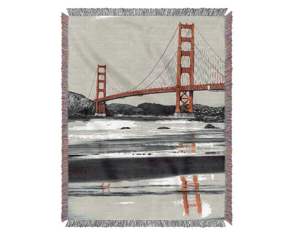 Golden Gate Bridge Red Reflections Woven Blanket