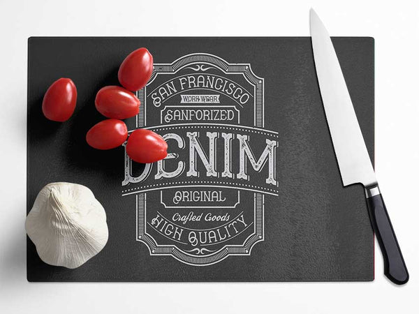 Denim Poster Glass Chopping Board