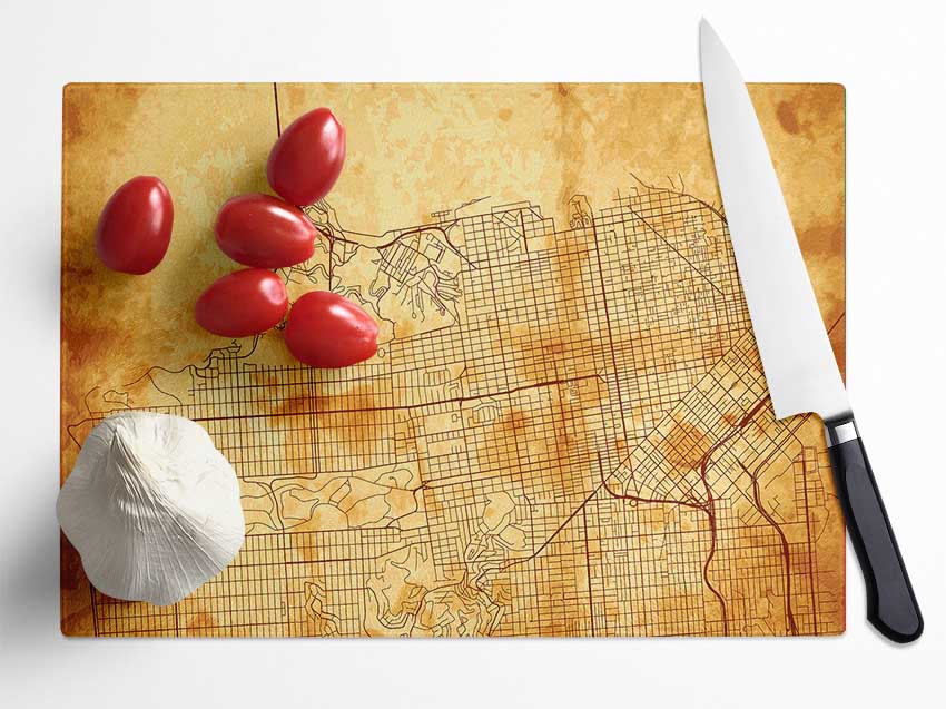 Map Of The City 3 Glass Chopping Board