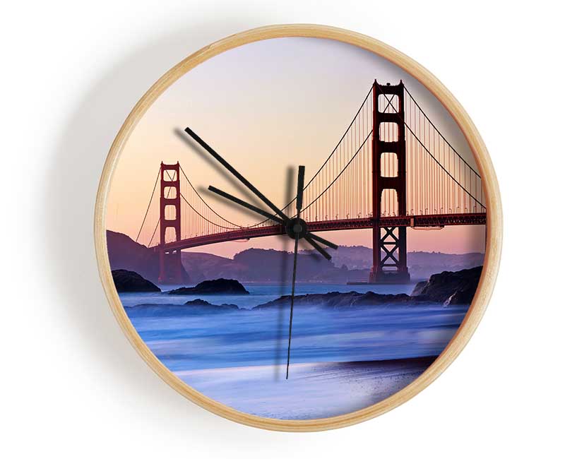 Golden Gate Bridge Over The Misty Waters Clock - Wallart-Direct UK