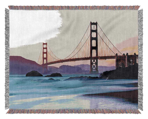 Golden Gate Bridge Over The Misty Waters Woven Blanket