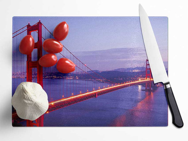 Golden Gate Bridge Twilight Glass Chopping Board