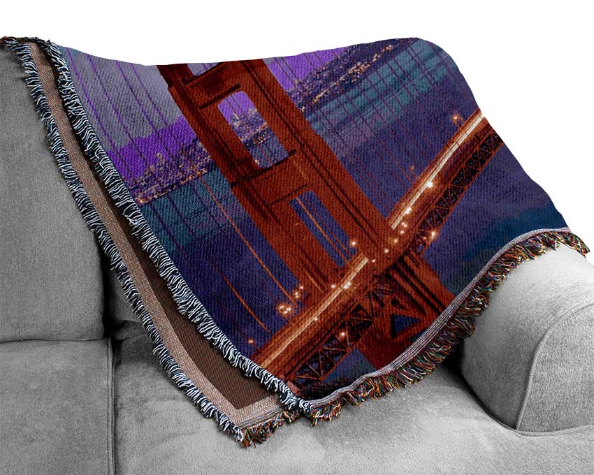 Golden Gate Bridge Twilight Woven Blanket