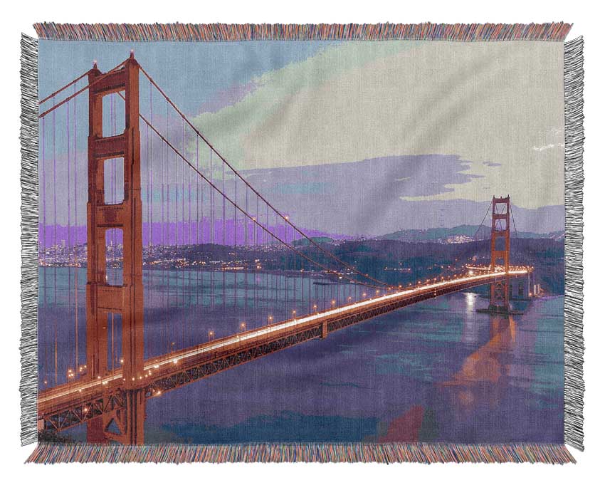 Golden Gate Bridge Twilight Woven Blanket