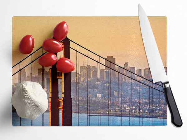 Golden Gate Bridge Structure Glass Chopping Board