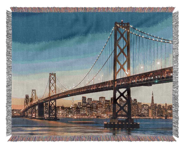 Golden Gate Bridge Lights Of The City Woven Blanket